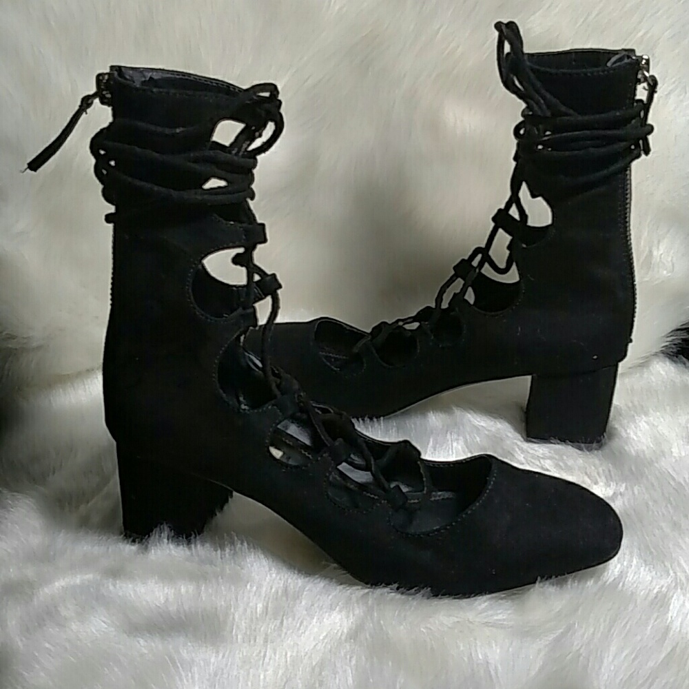 Zara lace up block heel